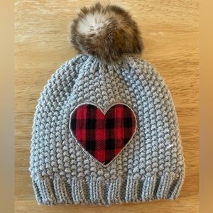 Stepping Stones infant winter hat with plaid heart